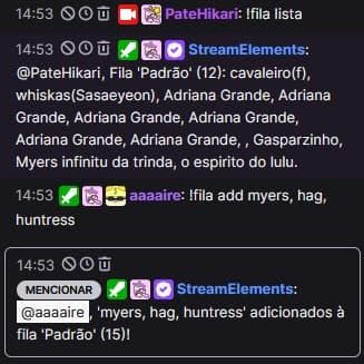 Exemplo de fila no chat